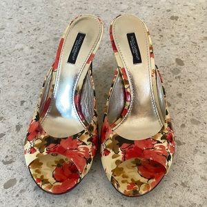 DOLCE & GABBANA multicolor floral patent leather slide sandals